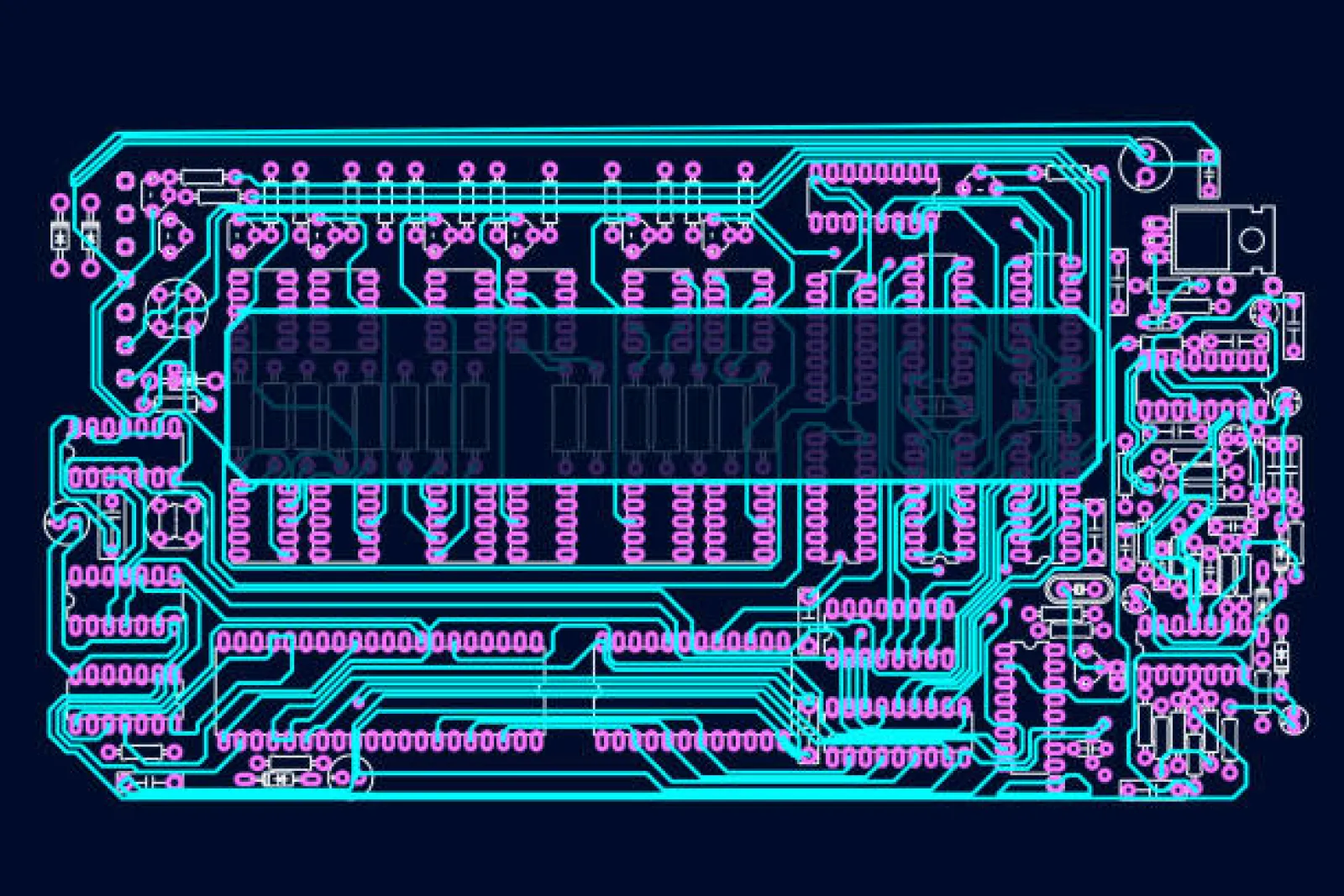 PCB layout view showing routed copper traces