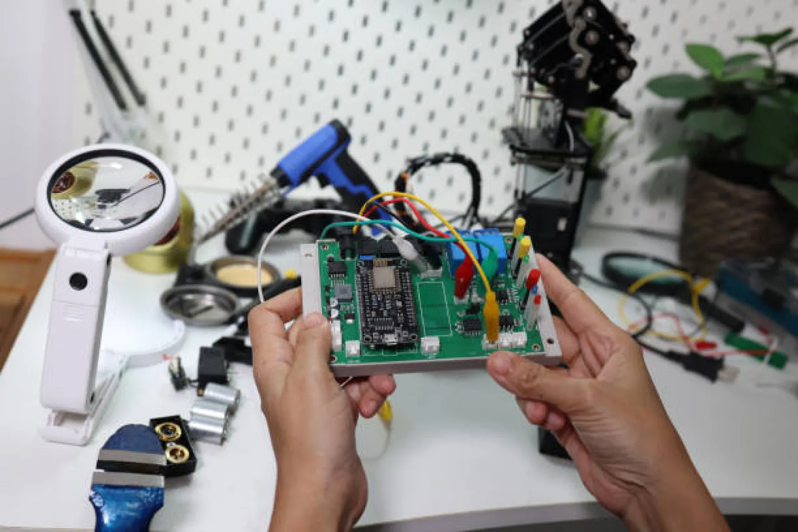 Freshly fabricated prototype PCB panel used for early-stage design validation